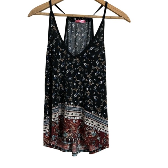 Floral Paisley Tank Top Sleeveless Cami Racerback Bohemian Casual - Picture 1 of 3